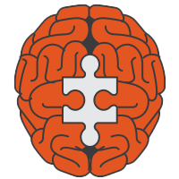 Illustration of a brain missing a piece in the shape of a jigsaw piece